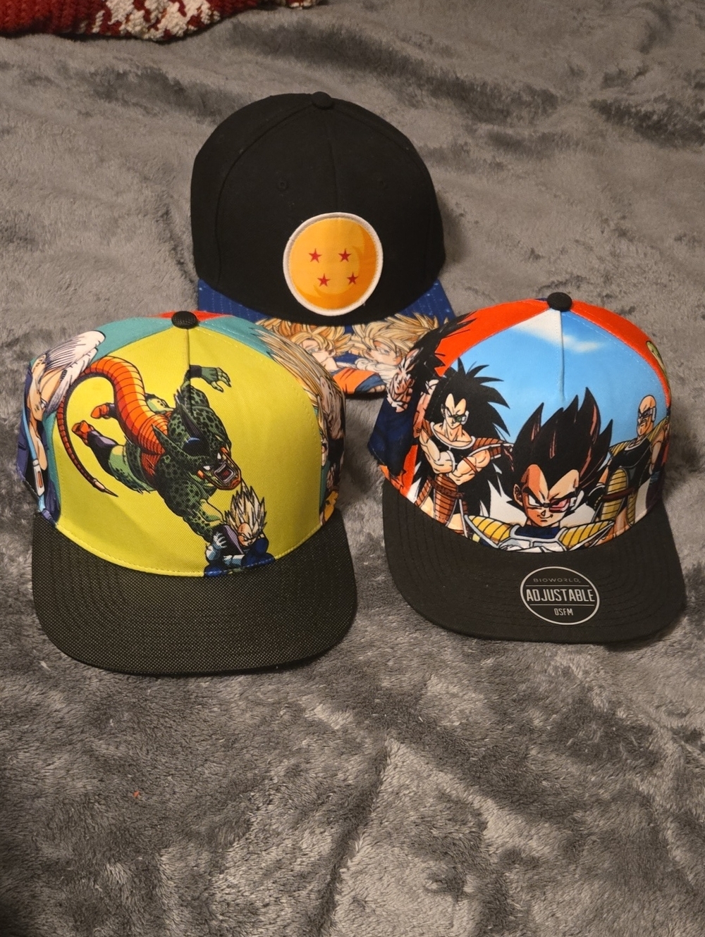 3 Dragon Ball Z Black and Multi Color Snapback Hats